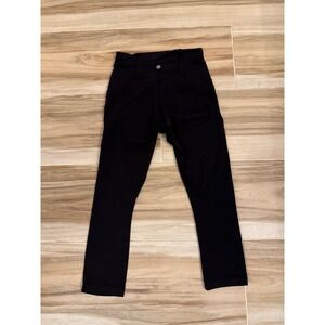 Lululemon Black Mesh Panel High Rise Crop Leggings Size 6 Crossover Waistband